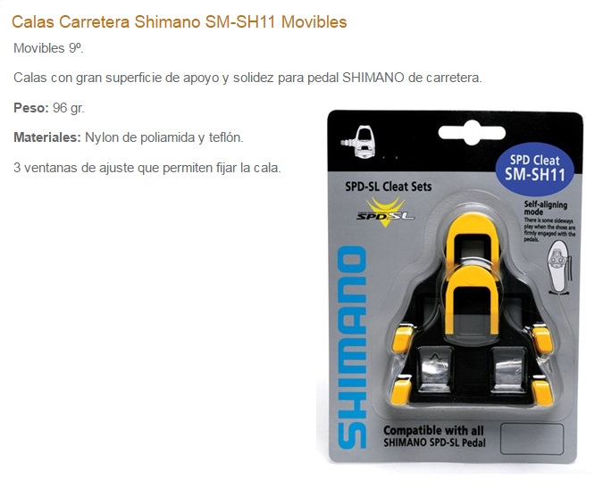 CALAS PEDAL SHIMANO CARRETERA SPD-SL  SM-11 AMARILLA